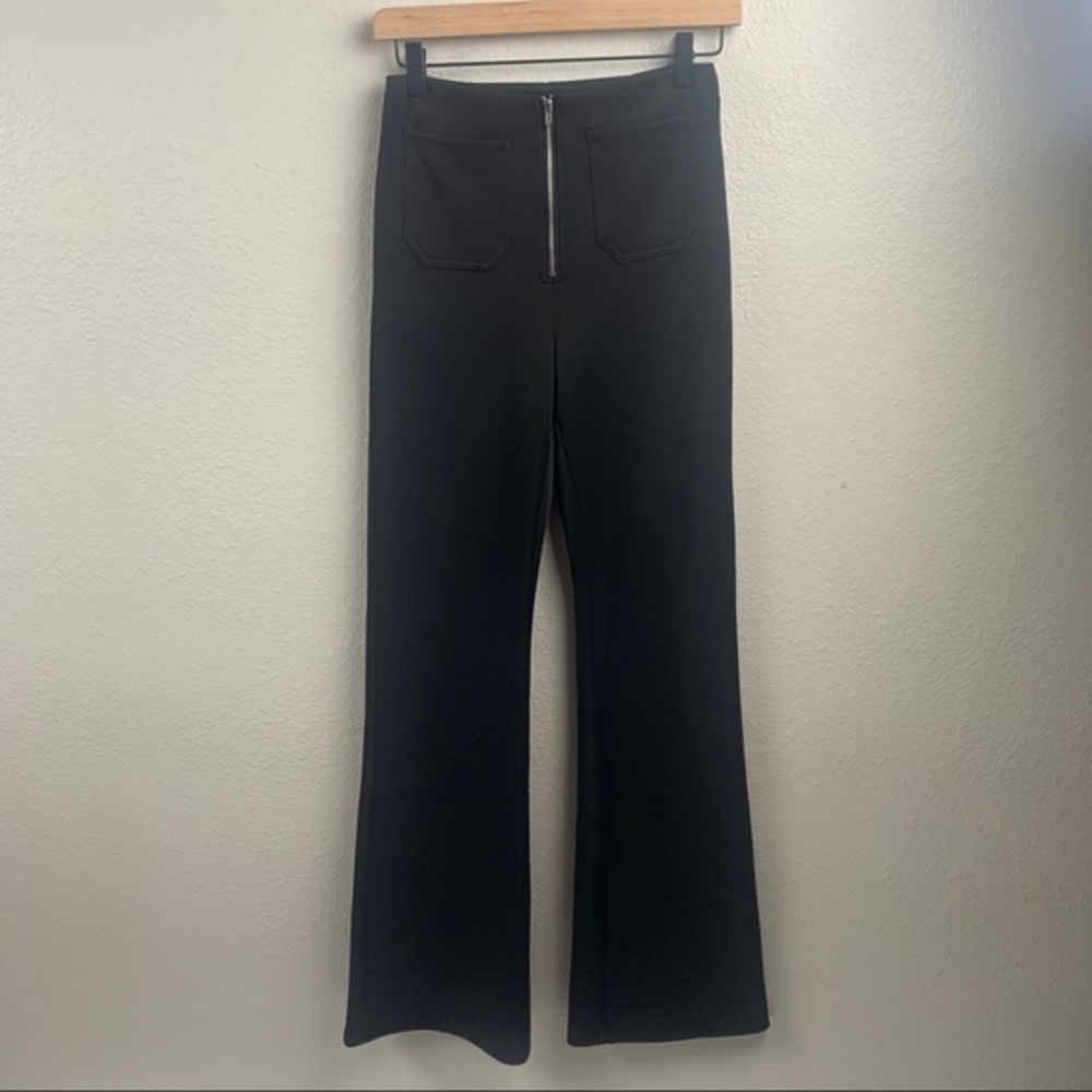 WILD HONEY zip front black flare pant w/ pockets SZ s